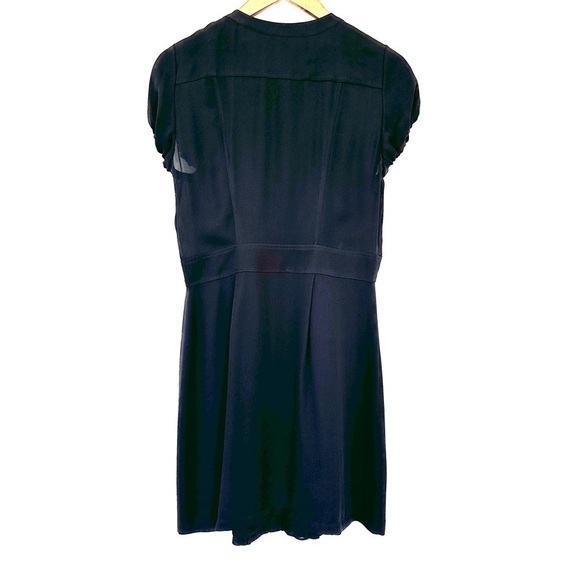 BCBG Maxazria fitted dress with short sleeves, ruffled, knee length, silk - Picture 8 of 16